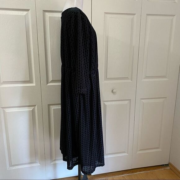 Woman Within Black Floral Embossed Textured Dress - Picture 5 of 8